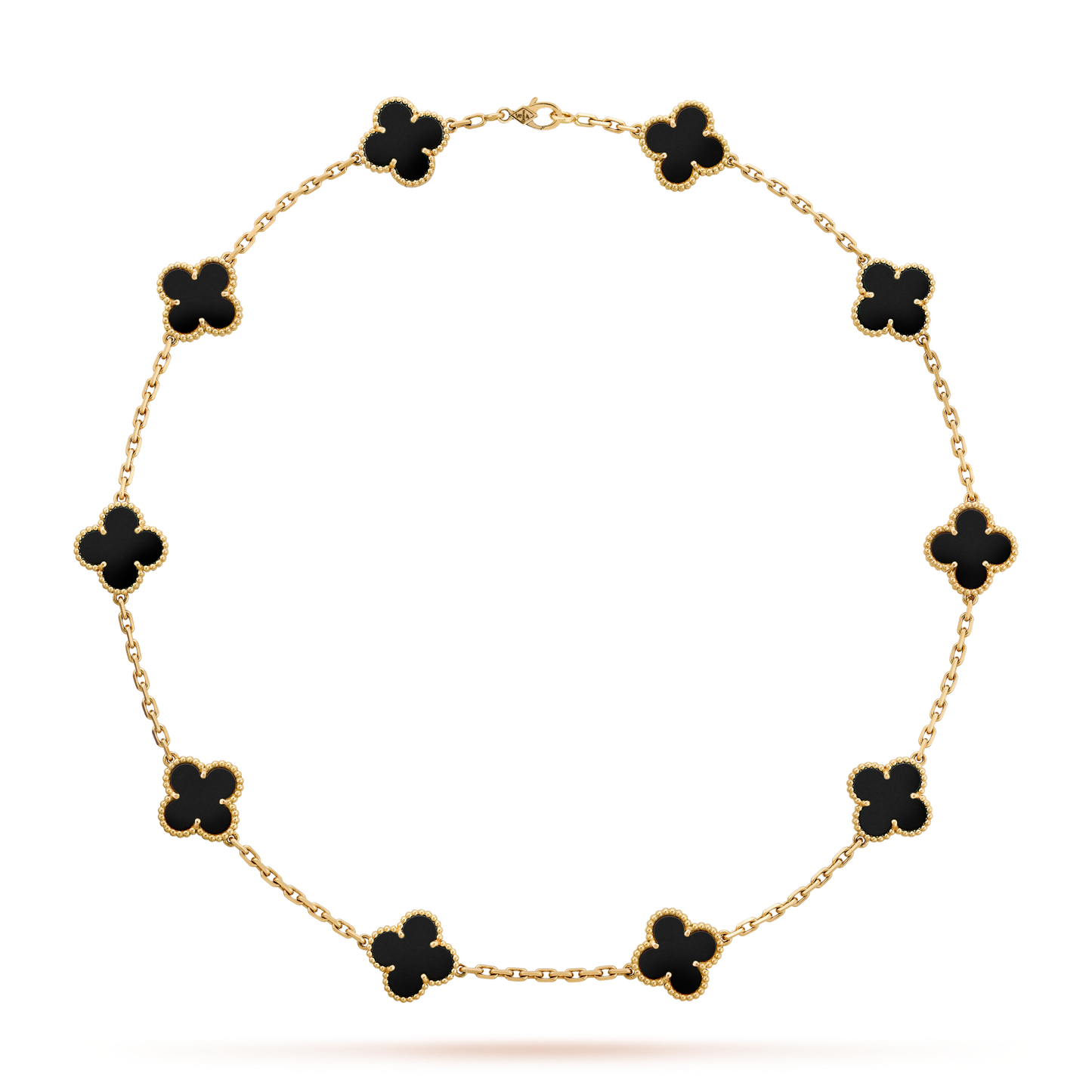 [OAK JURI]CLOVER 10 MOTIFS ONYX NECKLACE
