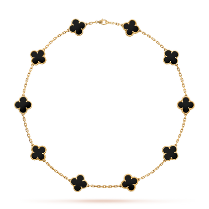 [OAK JURI]CLOVER 10 MOTIFS ONYX NECKLACE