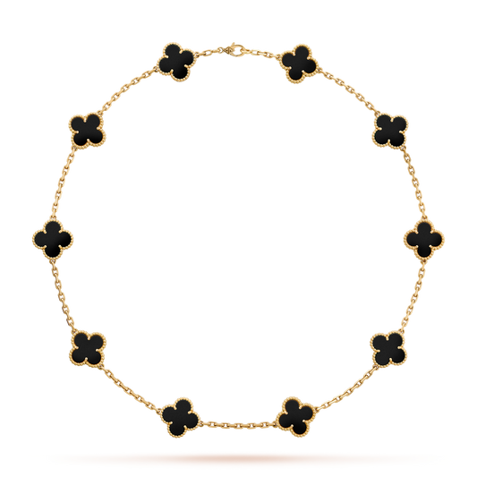 [OAK JURI]CLOVER 10 MOTIFS ONYX NECKLACE