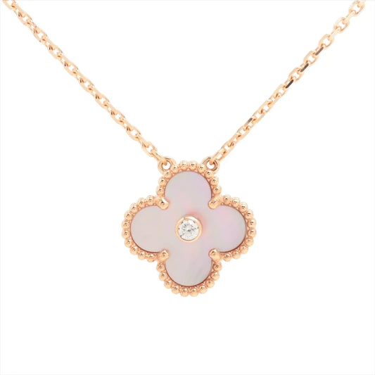 [OAK JURI]CLOVER 15MM DIAMOND PINK MOP NECKLACE
