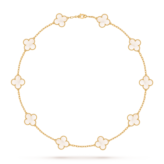 [OAK JURI]CLOVER 10 MOTIFS PINK MOP NECKLACE