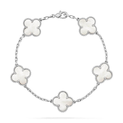 [OAK JURI]CLOVER WHITE PEARL MOP 5 MOTIF BRACELET COLLECTION