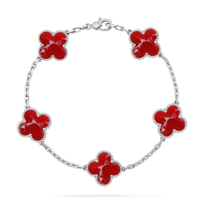 [OAK JURI]CLOVER 5 MOTIF RED PATTERN BRACELET COLLECTION