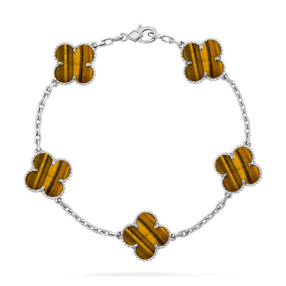 [OAK JURI] CLOVER 5 MOTIFS TIGER EYE BRACELET COLLECTION