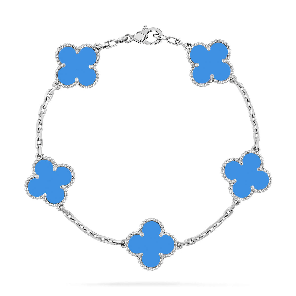 [OAK JURI] CLOVER 5 MOTIF BLUE AGATE BRACELET COLLECTION