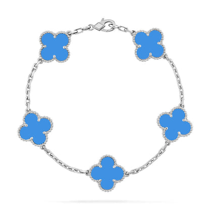 [OAK JURI] CLOVER 5 MOTIF BLUE AGATE BRACELET COLLECTION