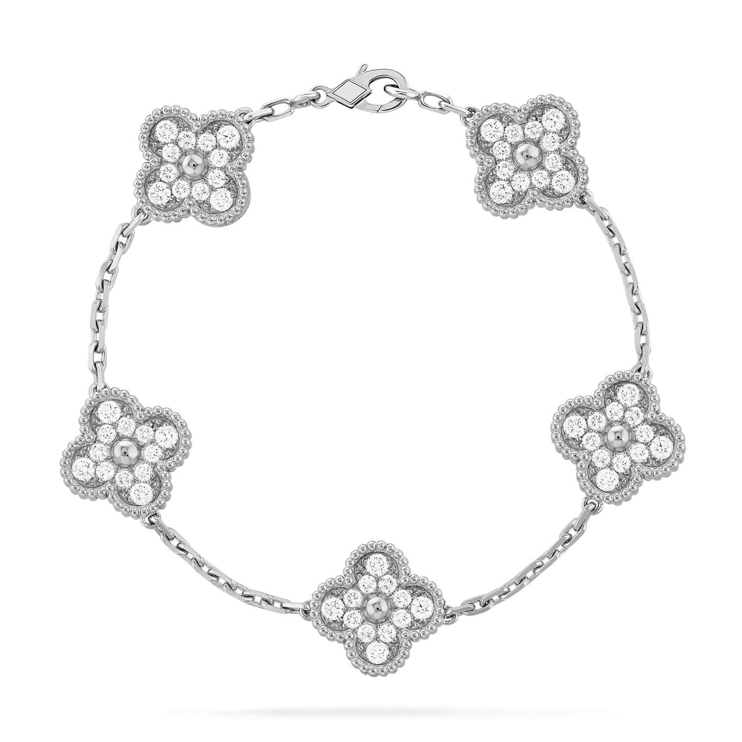[OAK JURI] CLOVER 5 MOTIF FULL DIAMOND BRACELET COLLECTION