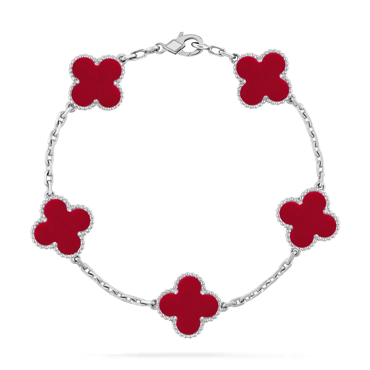 [OAK JURI] CLOVER 5 MOTIF RED CORNELIAN BRACELET COLLECTION