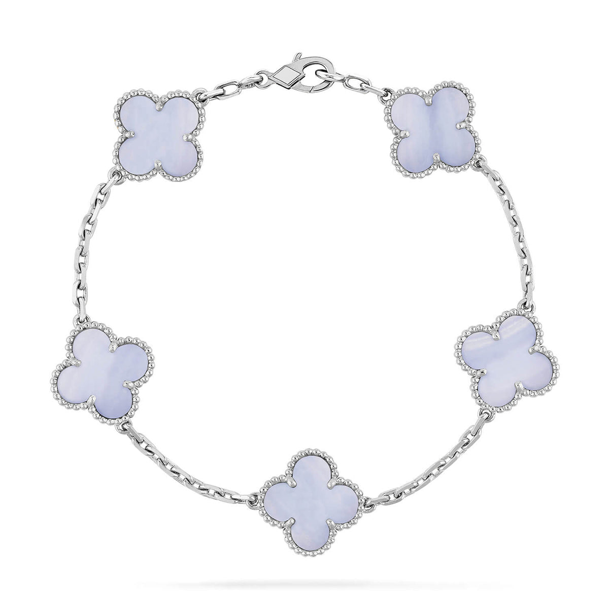 [OAK JURI] CLOVER 5 MOTIF PURPLE CHALCEDONY BRACELET COLLECTION