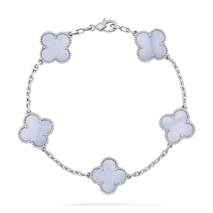 [OAK JURI] CLOVER 5 MOTIF PURPLE CHALCEDONY BRACELET COLLECTION