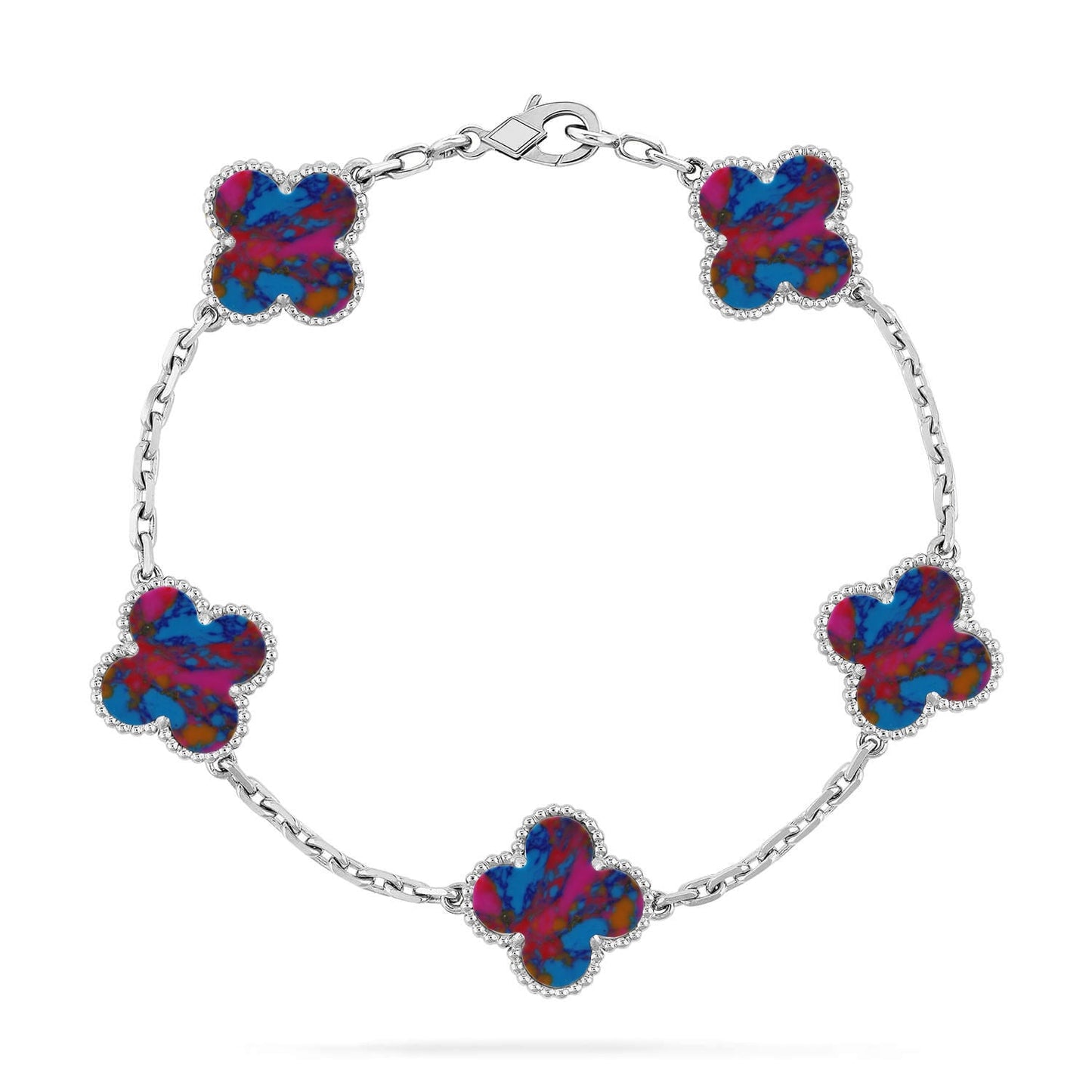 [OAK JURI]CLOVER 5 MOTIF COLOR GEMSTONES BRACELET COLLECTION
