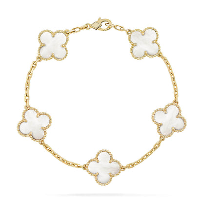 [OAK JURI]CLOVER WHITE PEARL MOP 5 MOTIF BRACELET COLLECTION