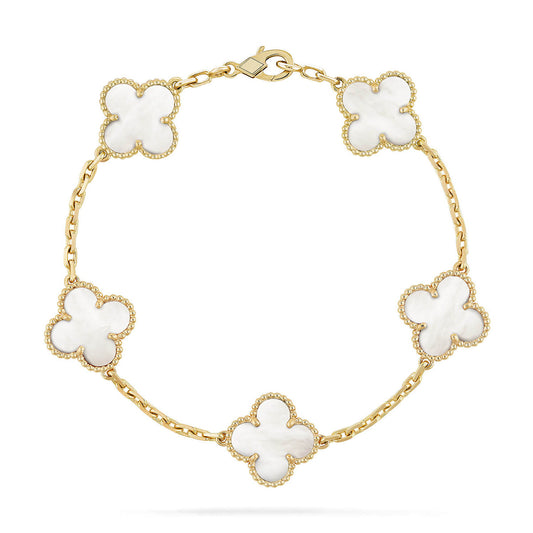 [OAK JURI]CLOVER WHITE PEARL MOP 5 MOTIF BRACELET COLLECTION