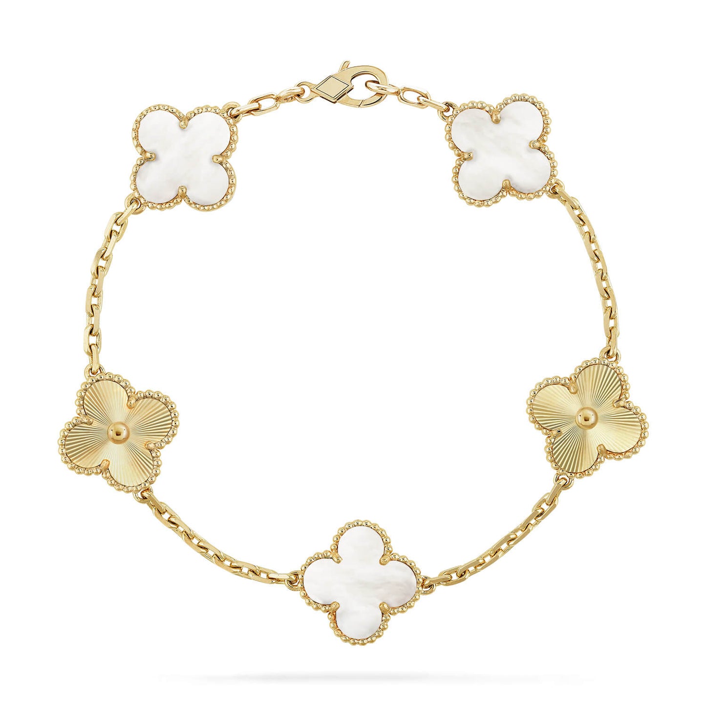 [OAK JURI]CLOVER WHITE PEARL MOP 5 MOTIF BRACELET COLLECTION
