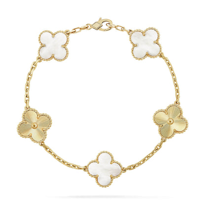 [OAK JURI]CLOVER WHITE PEARL MOP 5 MOTIF BRACELET COLLECTION