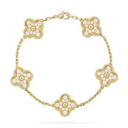 [OAK JURI] CLOVER 5 MOTIF FULL DIAMOND BRACELET COLLECTION