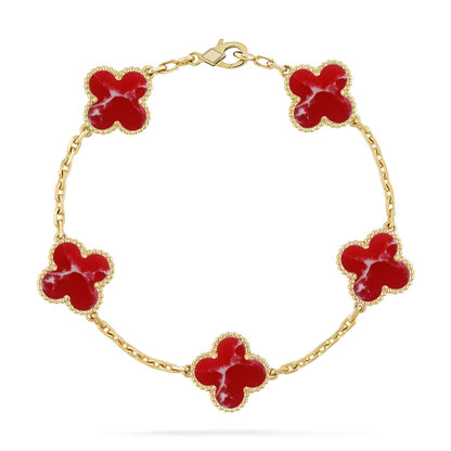 [OAK JURI]CLOVER 5 MOTIF RED PATTERN BRACELET COLLECTION