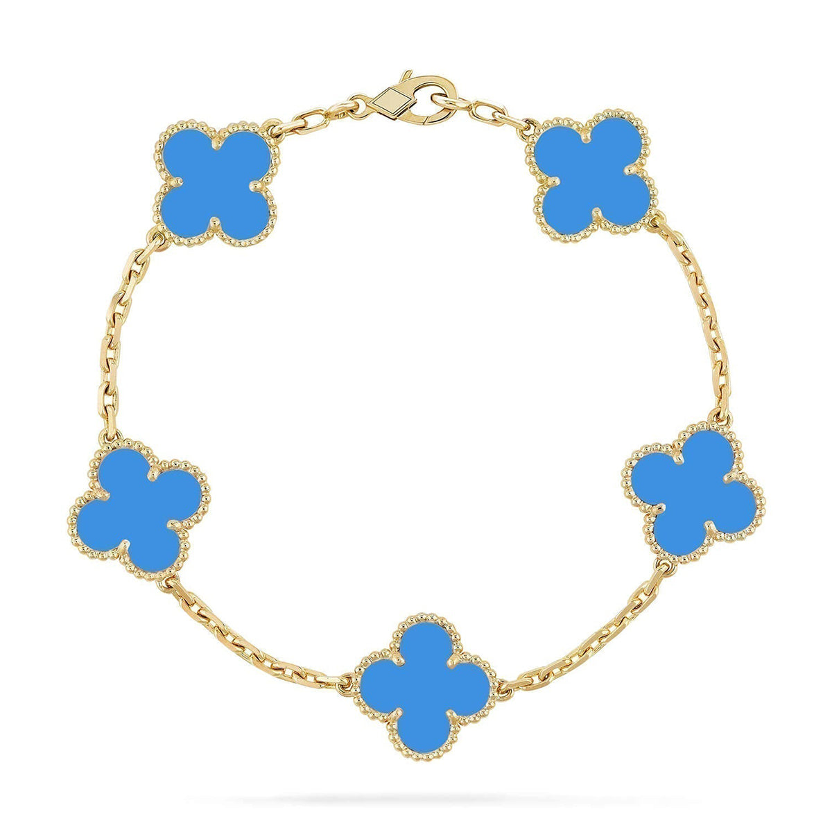 [OAK JURI] CLOVER 5 MOTIF BLUE AGATE BRACELET COLLECTION
