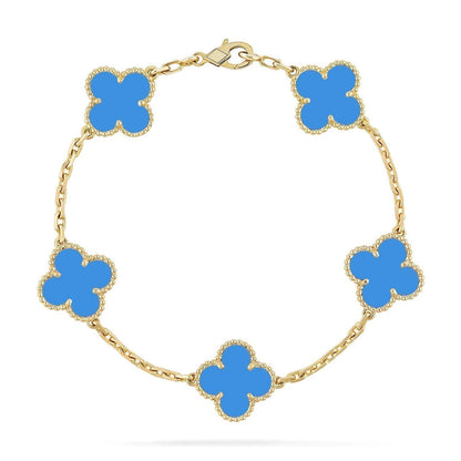 [OAK JURI] CLOVER 5 MOTIF BLUE AGATE BRACELET COLLECTION