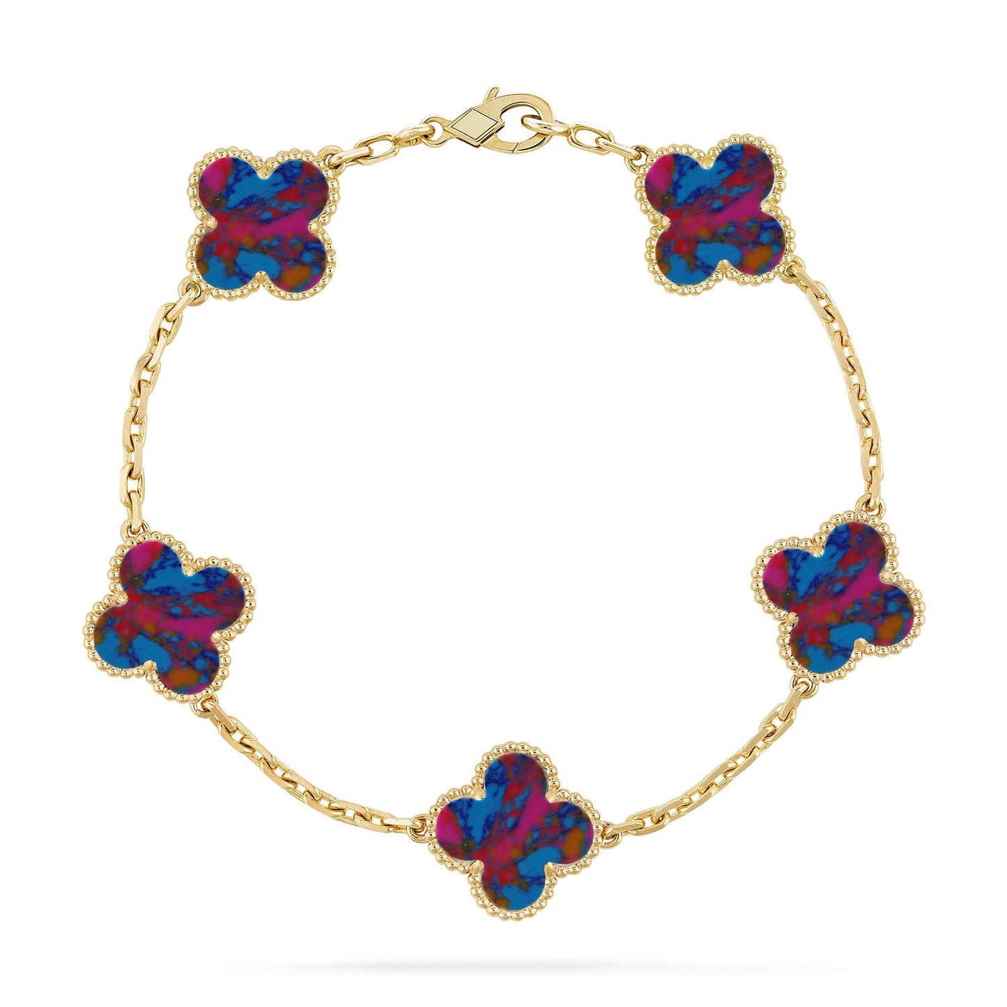 [OAK JURI]CLOVER 5 MOTIF COLOR GEMSTONES BRACELET COLLECTION