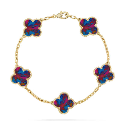 [OAK JURI]CLOVER 5 MOTIF COLOR GEMSTONES BRACELET COLLECTION