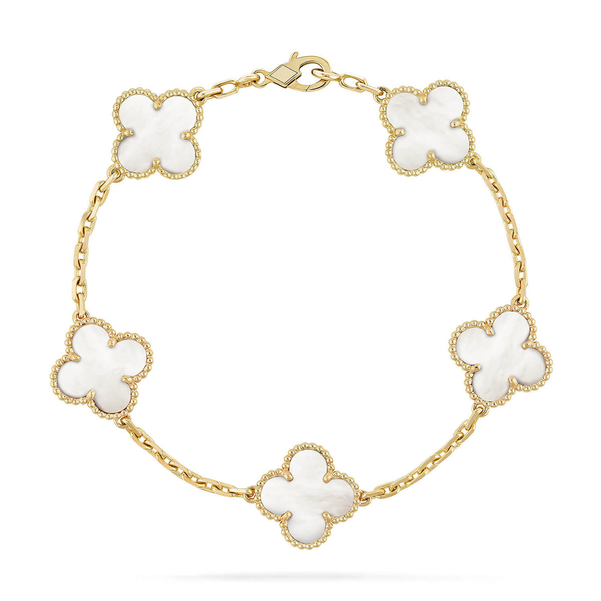 [OAK JURI]CLOVER WHITE PEARL MOP 5 MOTIF BRACELET COLLECTION