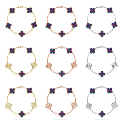 [OAK JURI]CLOVER 5 MOTIF COLOR GEMSTONES BRACELET COLLECTION