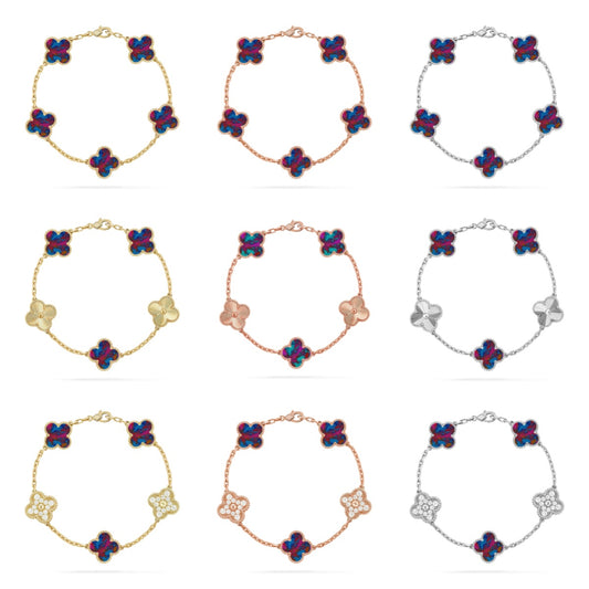 [OAK JURI]CLOVER 5 MOTIF COLOR GEMSTONES BRACELET COLLECTION