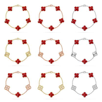 [OAK JURI]CLOVER 5 MOTIF RED PATTERN BRACELET COLLECTION