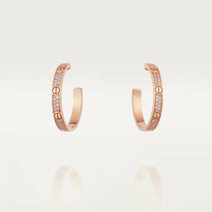 [OAK JURI]LOVE DIAMOND PINK GOLD HOOP EARRINGS