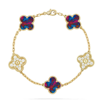 [OAK JURI]CLOVER 5 MOTIF COLOR GEMSTONES BRACELET COLLECTION
