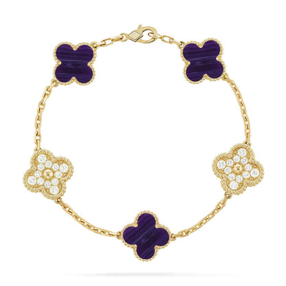 [OAK JURI]CLOVER 5 MOTIF PURPLE STRIPES BRACELET COLLECTION