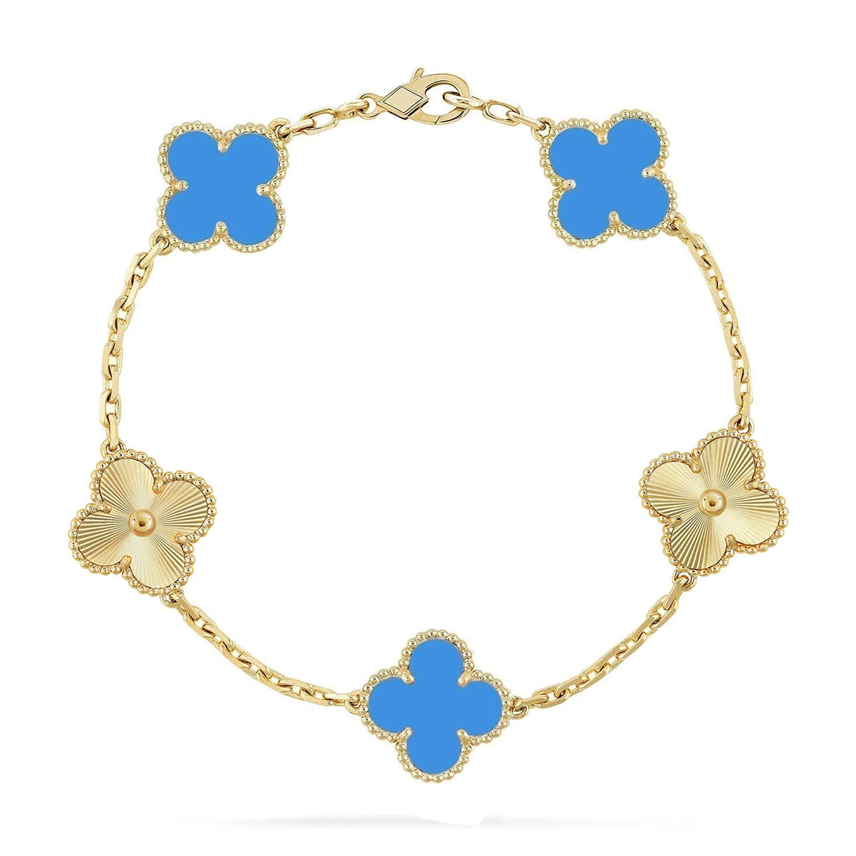 [OAK JURI] CLOVER 5 MOTIF BLUE AGATE BRACELET COLLECTION