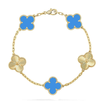 [OAK JURI] CLOVER 5 MOTIF BLUE AGATE BRACELET COLLECTION