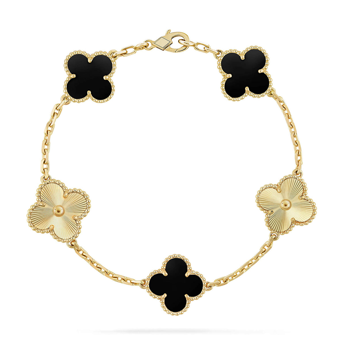 [OAK JURI] CLOVER 5 MOTIF ONYXS BRACELET COLLECTION