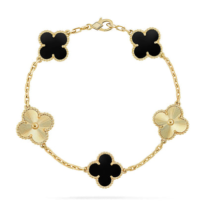 [OAK JURI] CLOVER 5 MOTIF ONYXS BRACELET COLLECTION