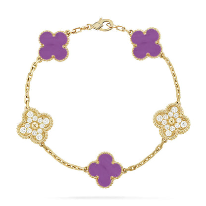 [OAK JURI] CLOVER 5 MOTIF VIOLET BRACELET COLLECTION