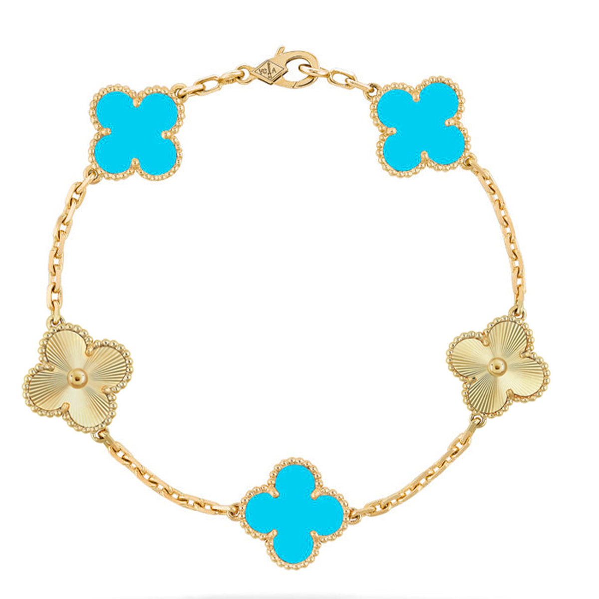 [OAK JURI] CLOVER 5 MOTIF TURQUOISE BRACELET COLLECTION
