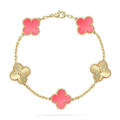 [OAK JURI] CLOVER 5 MOTIFS  PINK MOP BRACELET COLLECTION