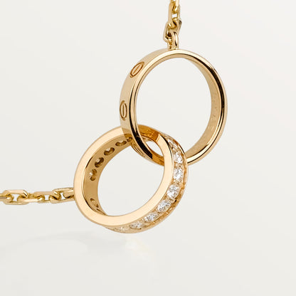 [OAK JURI]LOVE DOUBLE RING HALF DIAMOND NECKLACE