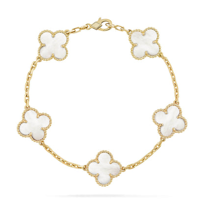 [OAK JURI]CLOVER  5 MOTIF WHITE MOP BRACELET