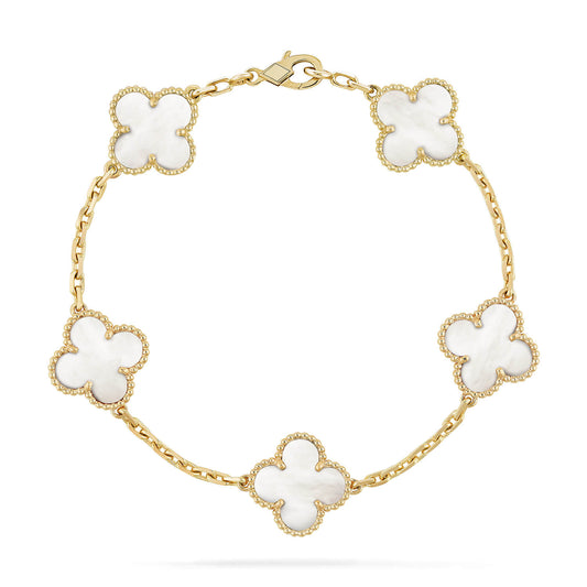[OAK JURI]CLOVER  5 MOTIF WHITE MOP BRACELET