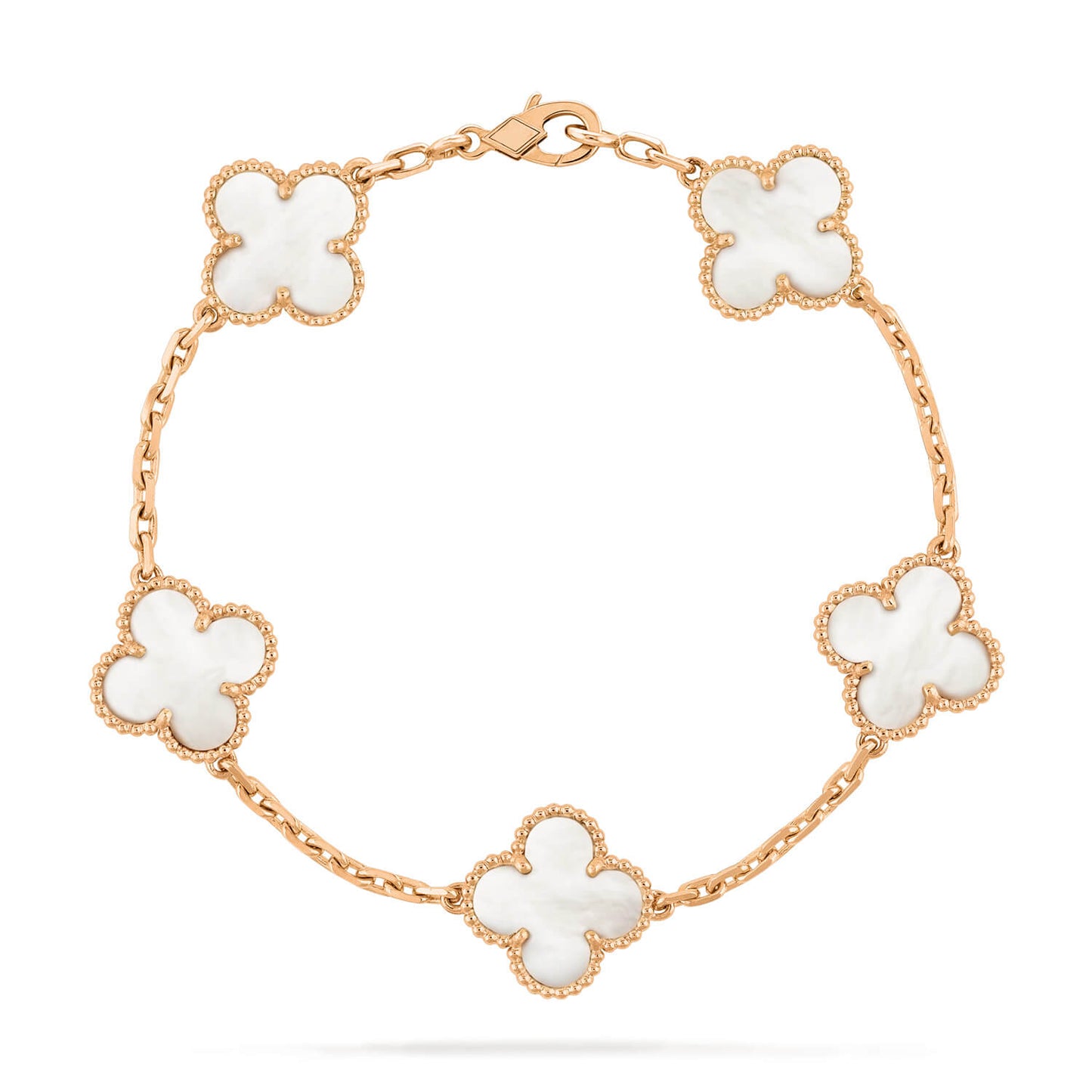 [OAK JURI]CLOVER  5 MOTIF WHITE MOP BRACELET
