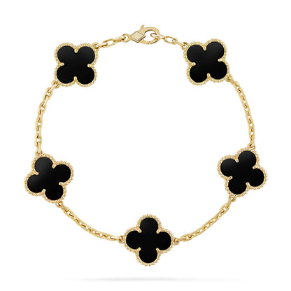 [OAK JURI]CLOVER  5 MOTIFS BLACK ONYX BRACELET