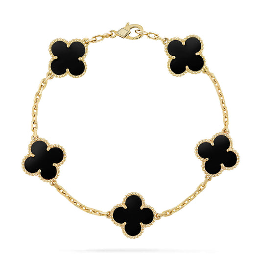 [OAK JURI]CLOVER  5 MOTIFS BLACK ONYX BRACELET