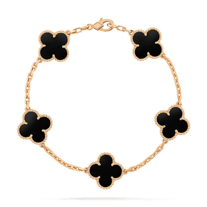 [OAK JURI]CLOVER  5 MOTIFS BLACK ONYX BRACELET