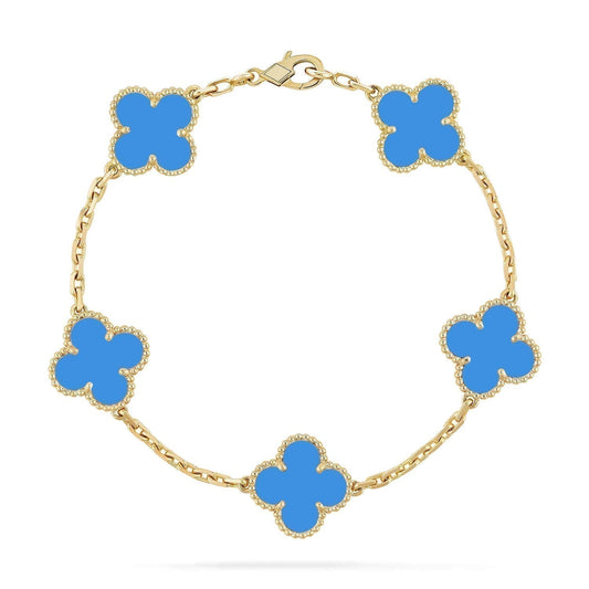[OAK JURI]CLOVER 5 MOTIFS BLUE AGATE BRACELET
