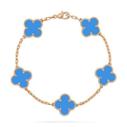 [OAK JURI]CLOVER 5 MOTIFS BLUE AGATE BRACELET