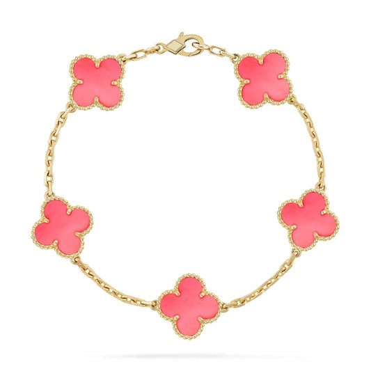 [OAK JURI]CLOVER 5 PINK MOP BRACELET