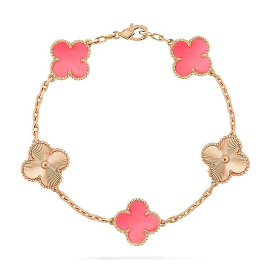[OAK JURI]CLOVER BRACELET 5 MOTIF PINK AND PINK GOLD